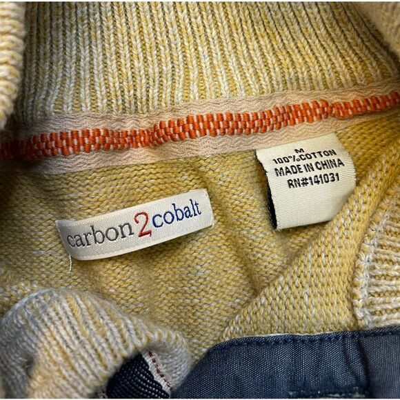 CARBON2COBALT Knit Sweater Men Medium Gray Yellow Carbon 2 Cobalt - Picture 5 of 6